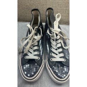Balera Women's High Top Sneakers Black Sequin Lace Up Dance‎ Hip Hop Size 5